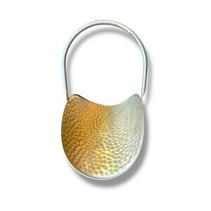 Vintage FTDA  Holland Nijhof Zevenaar Hammered Brass Basket, Movable Handle